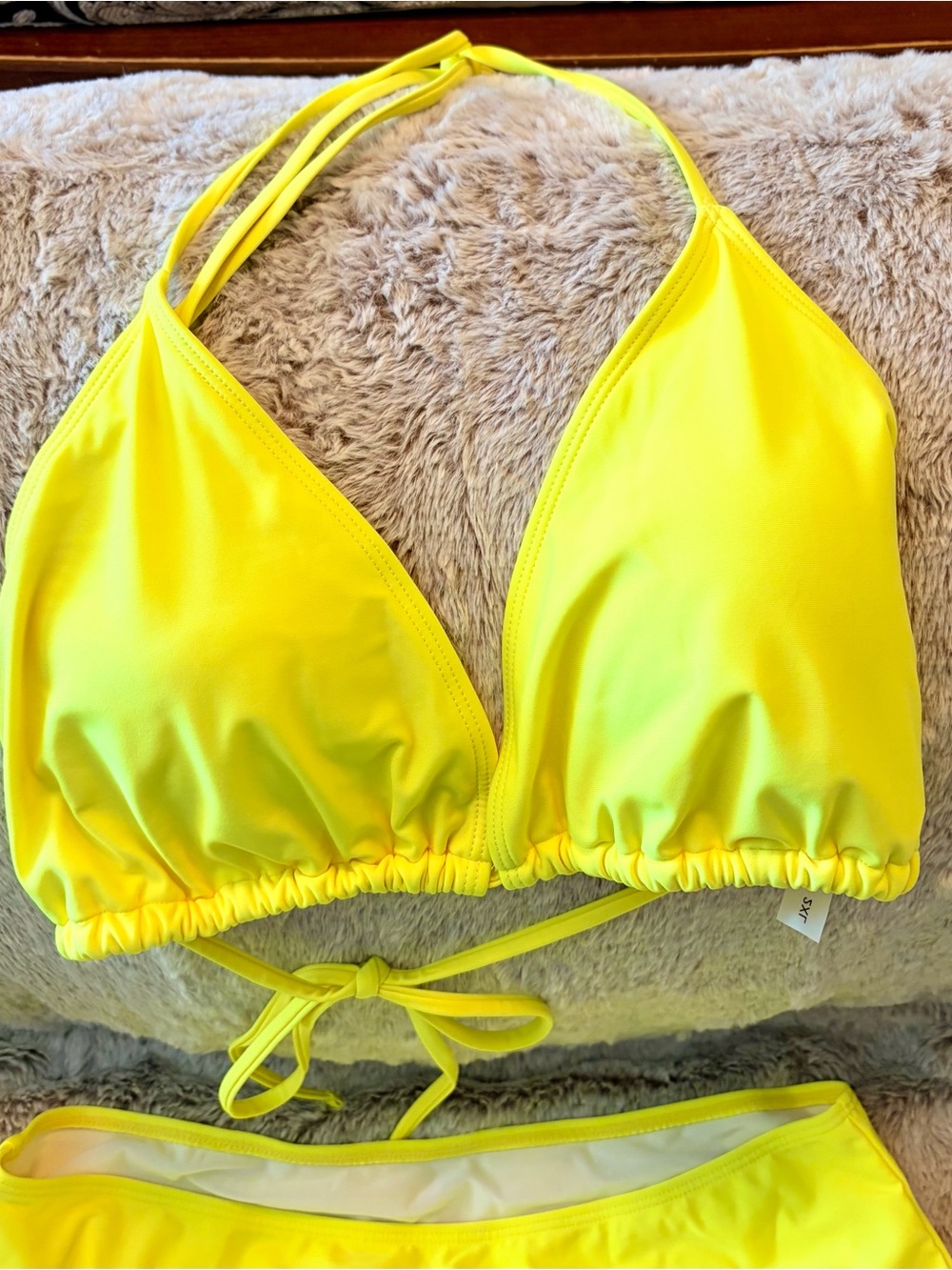 SHEIN Neon Yellow Triangle Halter Bikini Set